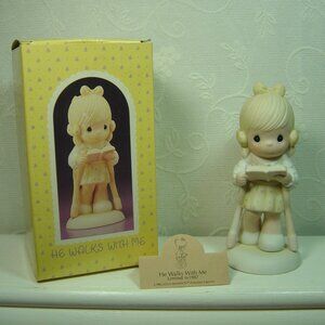 1986 Precious Moments figurine-"He Walks with Me"-girl on crutches-with box